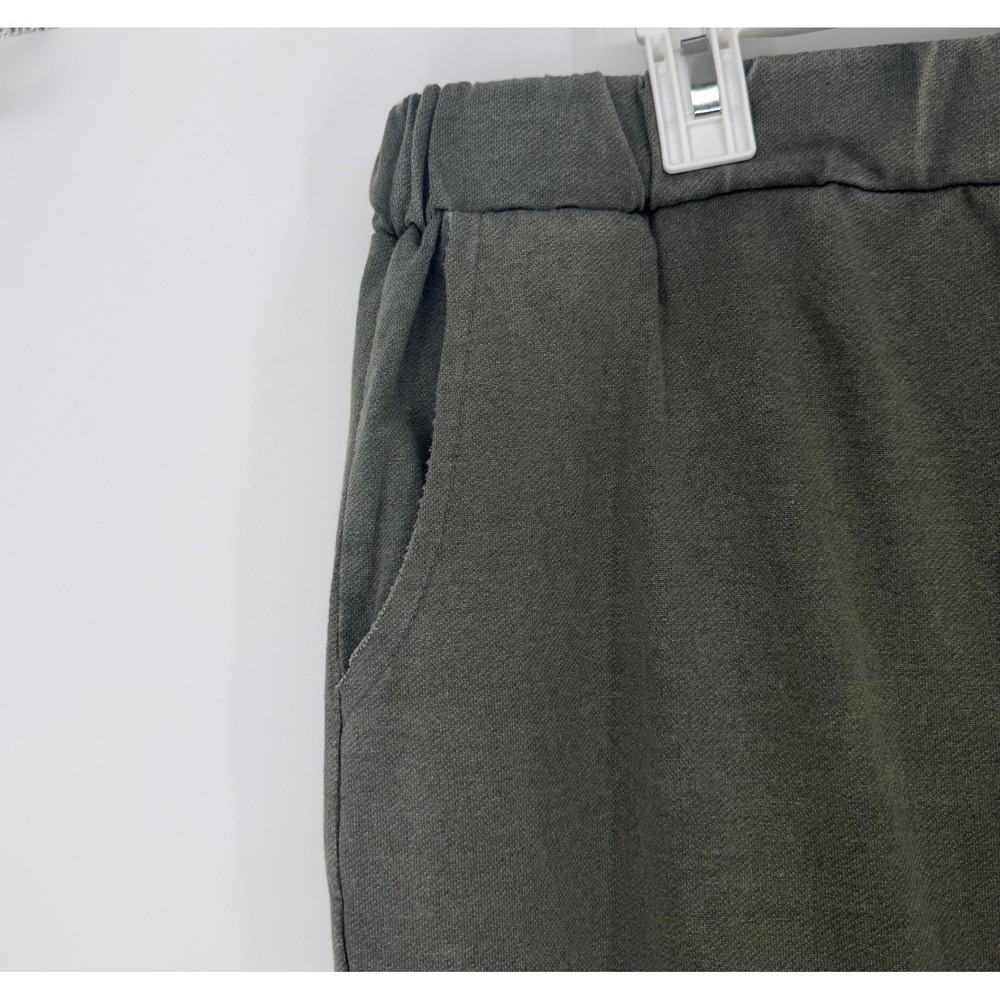 POL Patchwork Pants Women Large Olive Green Waffle Knit Wide Leg Boho Art Cotton - Picture 3 of 6